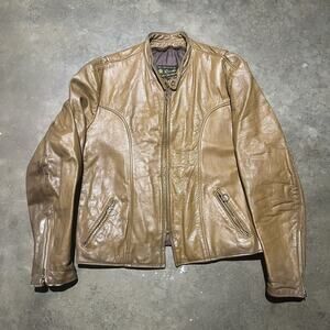 Vintage 60s Brooks Sportswear Brown Leather Cafe Racer